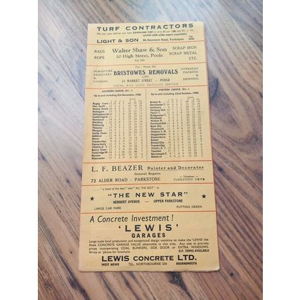 1960/61 Poole Town vs Canterbury City, Southern League, 12/11/60 ** FREE P&P **