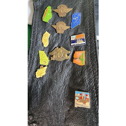 Vintage Leather Motorcycle Vest Harley Davidson Pins & Patches Black Size 42