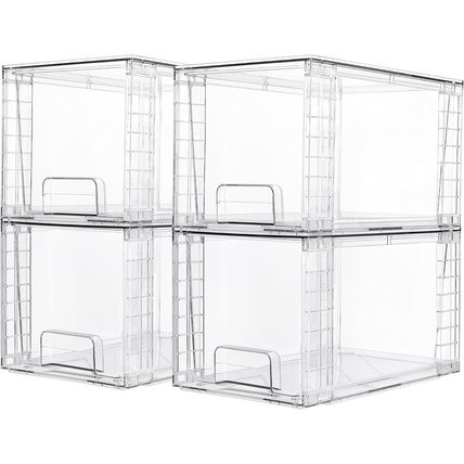 Vtopmart 4 Pack Large Stackable Storage Drawers,Easily Assemble Acrylic Bathroom