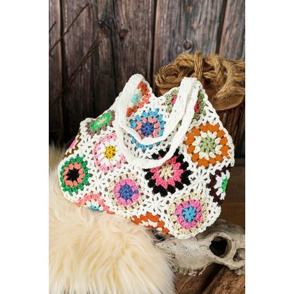 White Random Boho Floral Crochet Retro Hollowed Bag