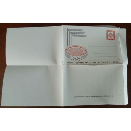 Australia 1956 XVI Olympiad Melbourne Aerogramme mint 10d Air Mail letter Arms
