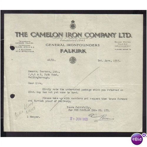THE CAMELON IRON CO LTD,FALKIRK,SCOTLAND ,3JUN53
