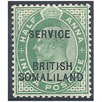 British Somaliland 1903 O1 1/2 Anna Yellow-Green SERVICE Mounted Mint.