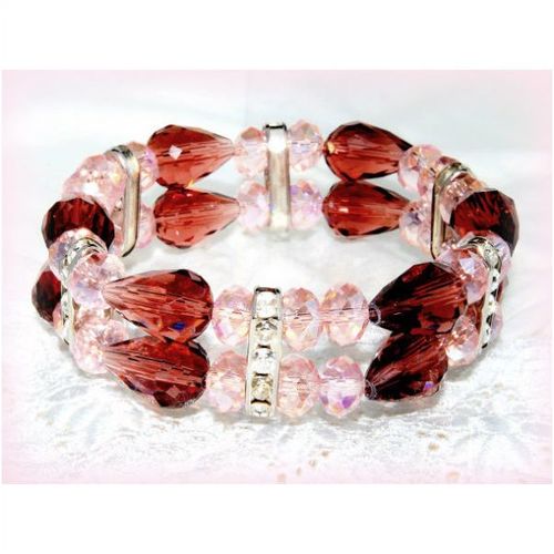 Outstanding Pale Magenta Pear Swarovski Crystals Bracelets Bangles Jewellery 685