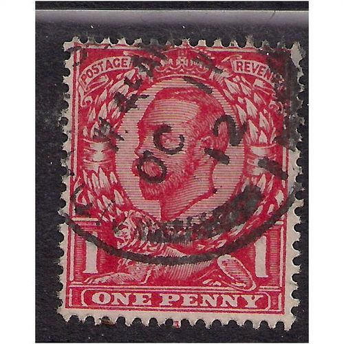 GB 1912 KGV 1d Scarlet used stamp wmk 49. (F933 )