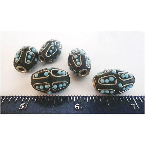 BEADS #ILM010a large ornate Indian lacquer metal lot of 5 jewelry trinkets decor