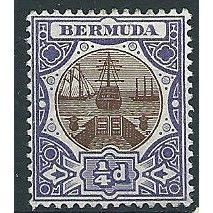 Bermuda 1908 SG34 1/4d Brown & Violet Mounted Mint ... .