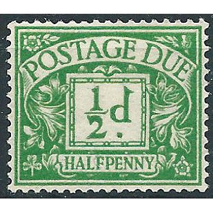 1914 D1 1/2d Emerald Postage Due Mounted Mint.
