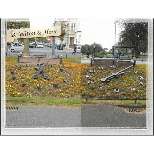 Hove, E Sussex - Palmeira Square Floral Clocks - Australian postcard c.2000s