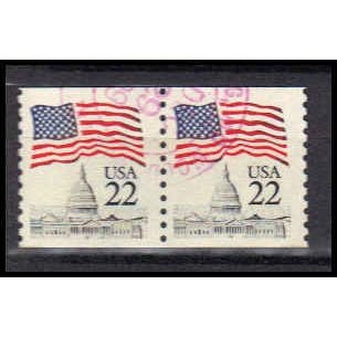 Used 2115 22c U.S. Flag Fine Pair PA0600