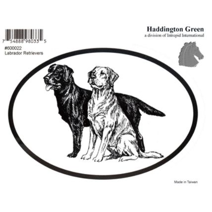 Dog Breed Oval Vinyl Car Decal Black & White Sticker - Labrador Retrievers