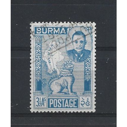Burma.SG86 3 1/2a Gen.Aung San,Chinthe and Map of Burma (Blue).Fine Used.Jul25c