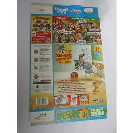 Kelloggs Rice Krispies 1998 Tom & Jerry Empty Cereal Box