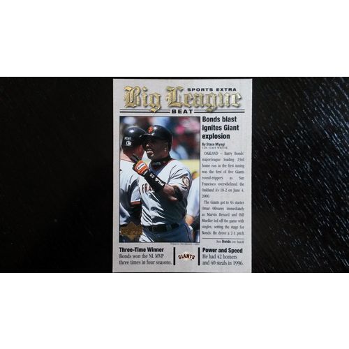 2001 Upper Deck Big League Beat Card # BB01 Barry Bonds Ex (5) S. F. Giants