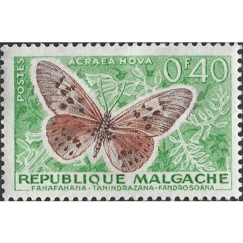 MADAGASCAR, BUTTERFLY, Acraea hova, green 1960, 40c