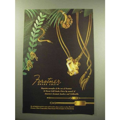 1944 Forstner Snake Chain Gold Jewelry Ad