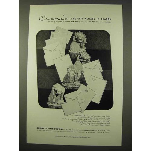 1954 Crane's Fine Papers Ad - The Gift Always in Season
