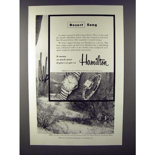 1954 Hamilton Neilsen, Nadine Watch Ad - Desert Song