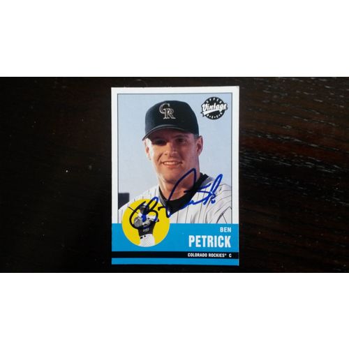 2001 Upper Deck Vintage Card # 334 Ben Petrick W/ Autograph Colorado Rockies