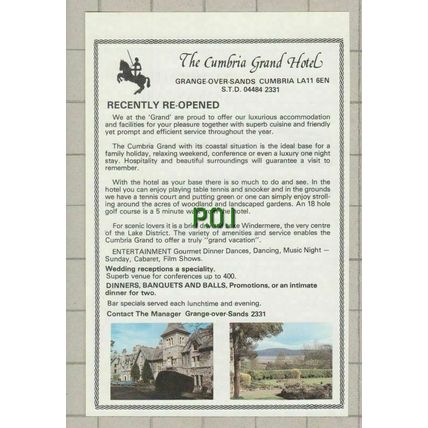 (5375) Cumbria Grand Hotel Grange Over Sands / Braithwaite Fold Caravan - c1975