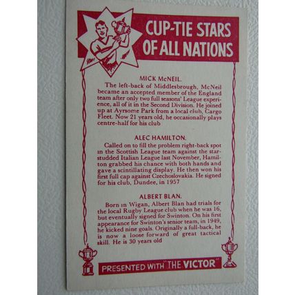 DC Thompson 1962 Cup-Tie Stars of All Nations Card Variants (ef1)
