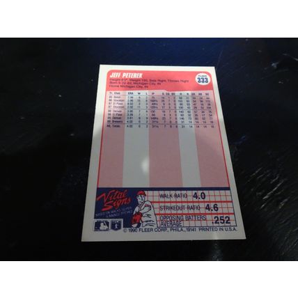 1990 Fleer Card # 333 Jeff Peterek Rookie Card Excellent (5) Milwaukee Brewers