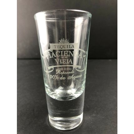 Tequila Hacienda Vieja Reposado Tall Shot Glass Shooter 4-1/4" SET Jigger Cissa
