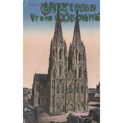 Koln Dom Germany RP HWK Glitter Vintage Postcard unposted VGC