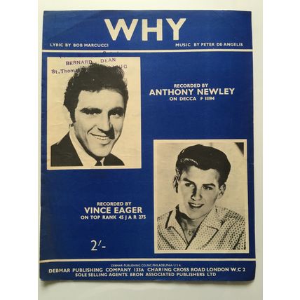 ANTHONY NEWLEY - WHY (UK SHEET MUSIC, 1959)
