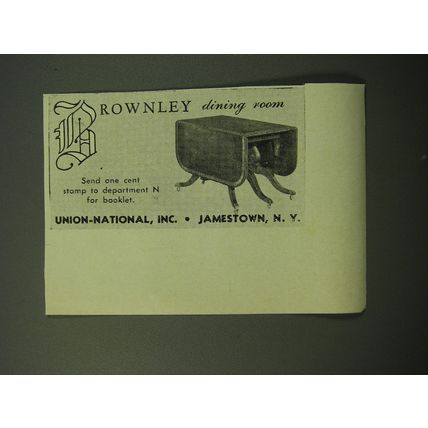 1950 Union-National Ad - Brownley Dining Room Furniture