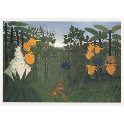 Henri Rousseau The Repast Of The Lion Painting Postcard