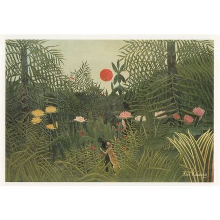 Henri Rousseau Virgin Forest With Setting Sun Kunstmuseum Painting Postcard