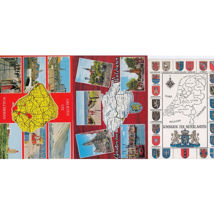 Walcheren Holland Shield 3x Map Postcard s