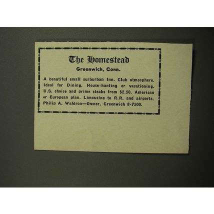 1955 The Homestead Inn Ad - The Homestead Greenwich, Conn.