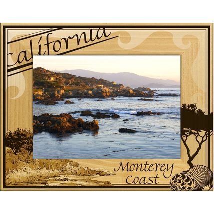 California Monterey Coast Laser Engraved Wood Picture Frame Landscape (4 x 6)