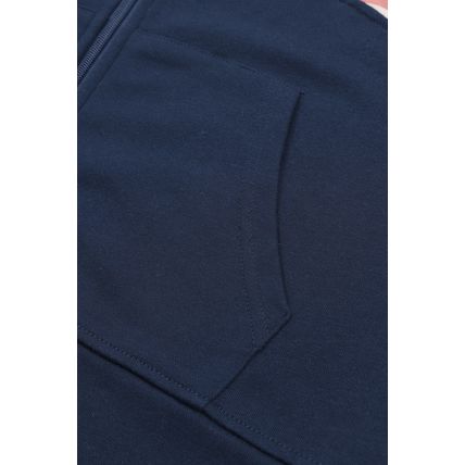 Blue Striped Color Block Thumbhole Sleeve Full Zip Hoodie