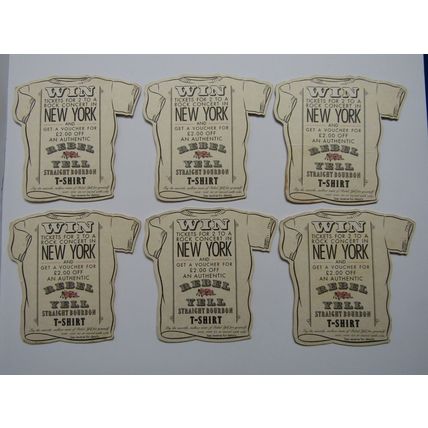 Rebel Yell Straight Bourbon 1991 Beer Mats GB Rock Concert Promo 6x (Spirits)