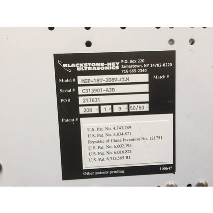 BlackStone NEY MSP-18T-208V-CLM,Ultrasonics GENERATOR,MULTISONIK,C313901-A3B,AC