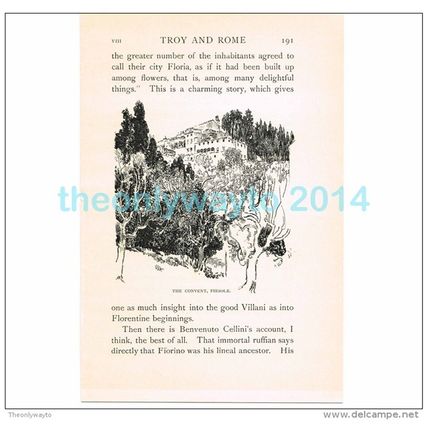 THE CONVENT, FIESOLE, ITALY, BOOK ILLUSTRATION/PRINT, 1904