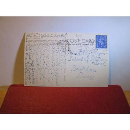GOLDEN GATE BRIDGE, SAN FRANCISCO, CALIFORNIA used postcard 1945 pm =