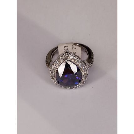 Sterling Silver Zirconia Teardrop Ring Purple or Orange Ret £34.99 New