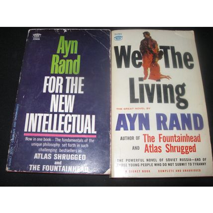 4 AYN RAND BOOKS Fountainhead, New Intellectual, Anthem, We the Living PB FR-GD