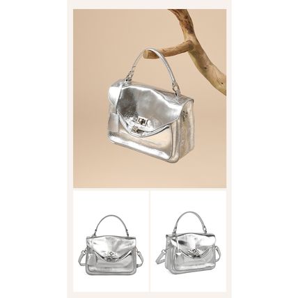 Genuine Leather Women Shoulder Handbag Tote Hobo Purses Handbag Silver