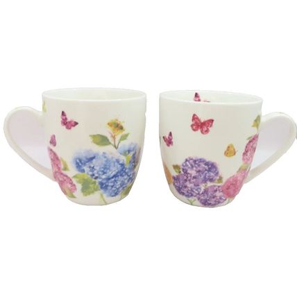 Butterfly Blossom Mugs Set of 2 Fine China Mugs 9 CM Mirowave & Dishwasher Safe
