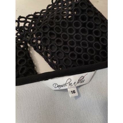 Black Eyelet Cotton Lace Evening Jacket 16 UK