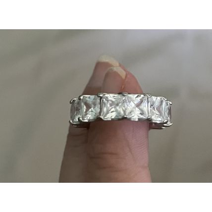 Large princess cut CZ stones size 8 eternity band ring