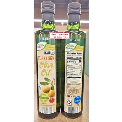 Simply Nature NON-GMO Organic Extra Virgin Olive Oil 16.9fl oz 500ml (2 Bottles)