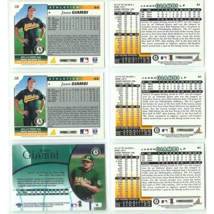 Jason Giambi 9x card lot incl Insert