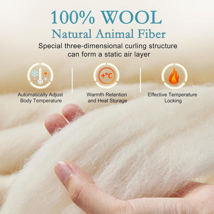 YOUR MOON Summer Lightweight Wool Comforter - Breathable & Thin Duvet Insert for