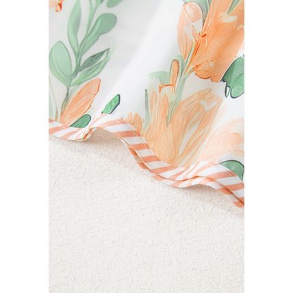 Orange Floral Contrast Edge Layered Short Sleeve Mini Dress